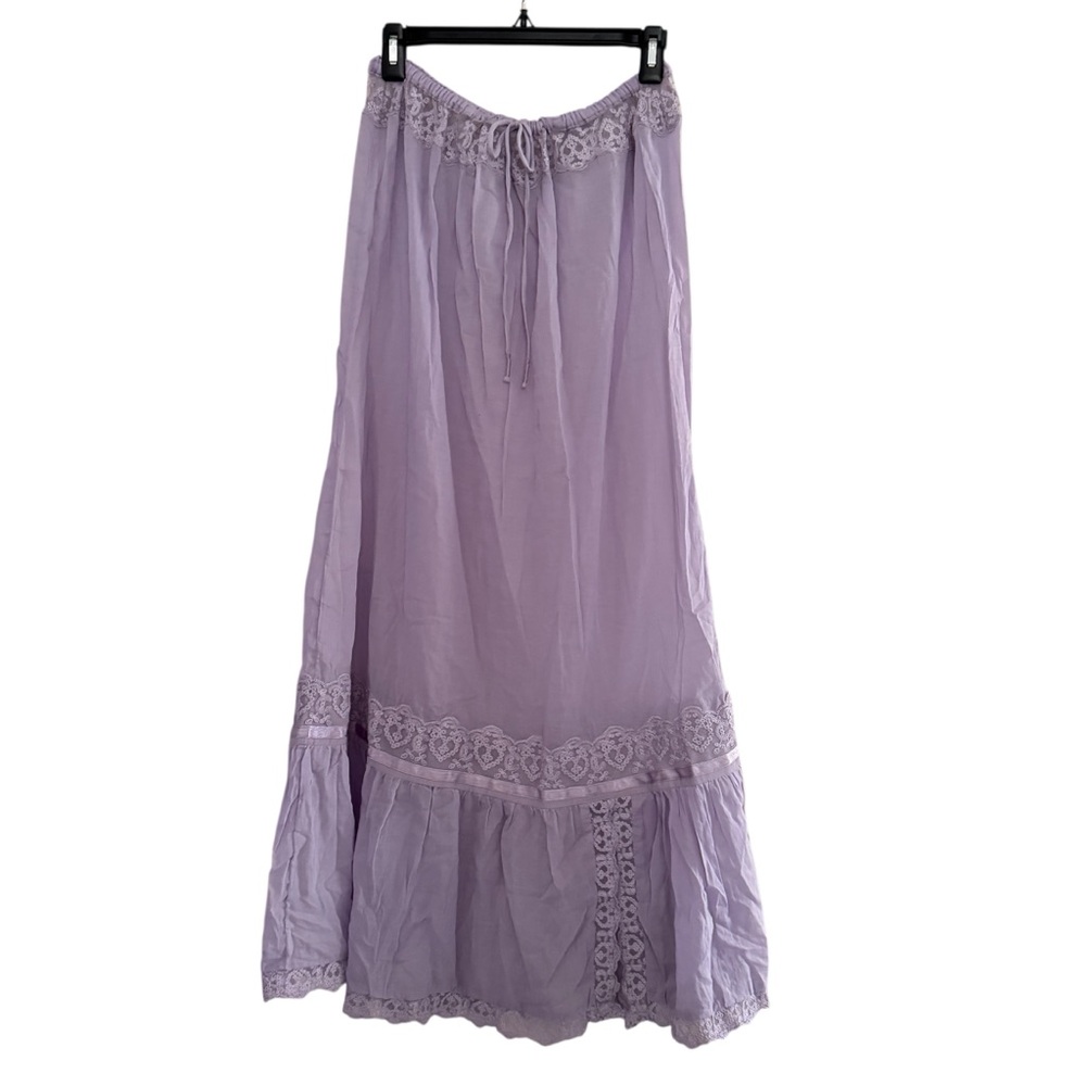 Free People Lavender Lace Trim Maxi Skirt Size M NWOT
